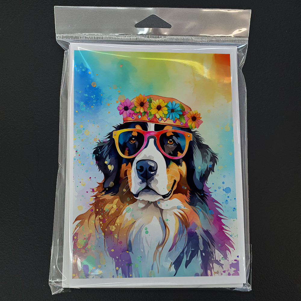 Bernese Mountain Dog Hippie Dawg Greeting Cards Pack of 8