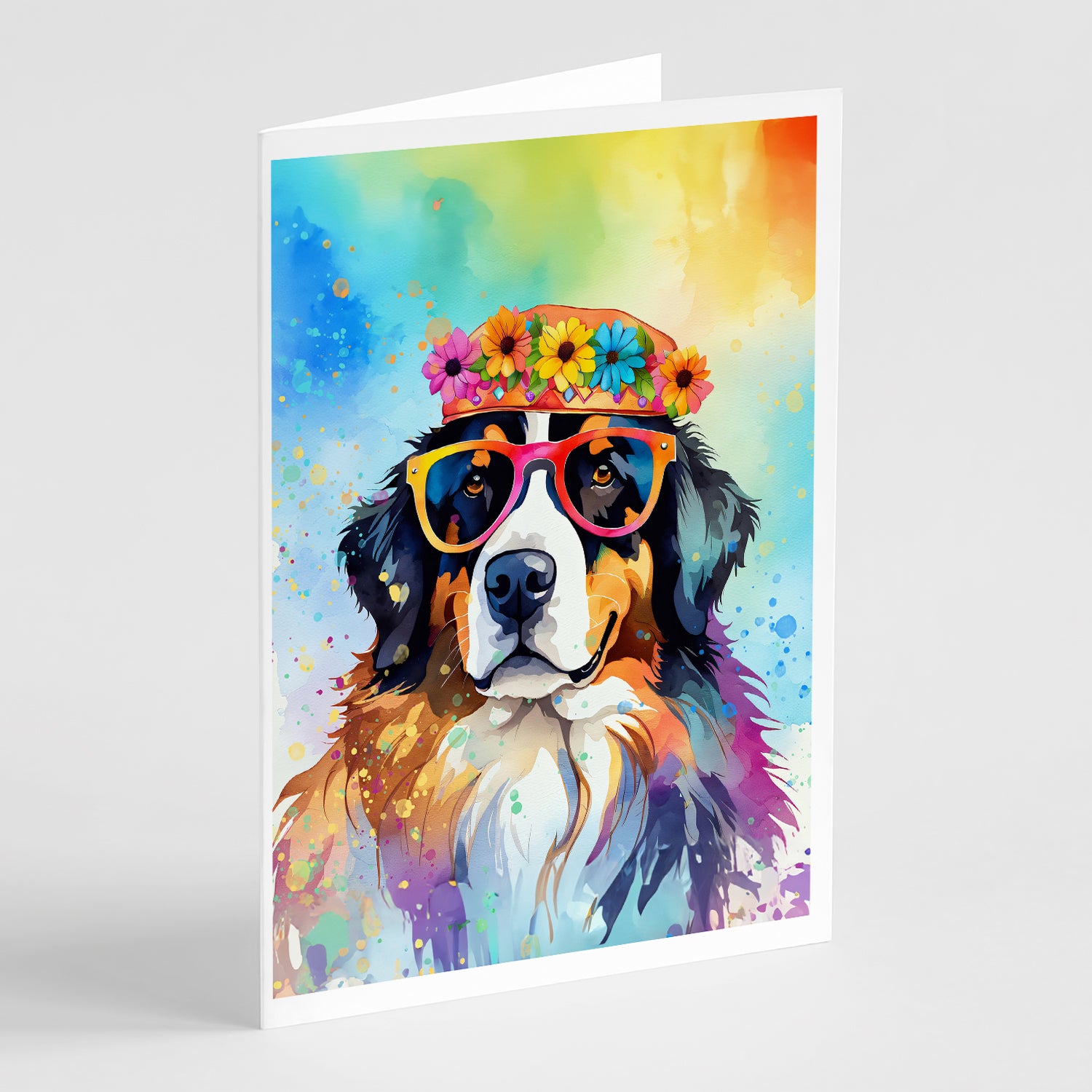 Buy this Bernese Mountain Dog Hippie Dawg Greeting Cards Pack of 8