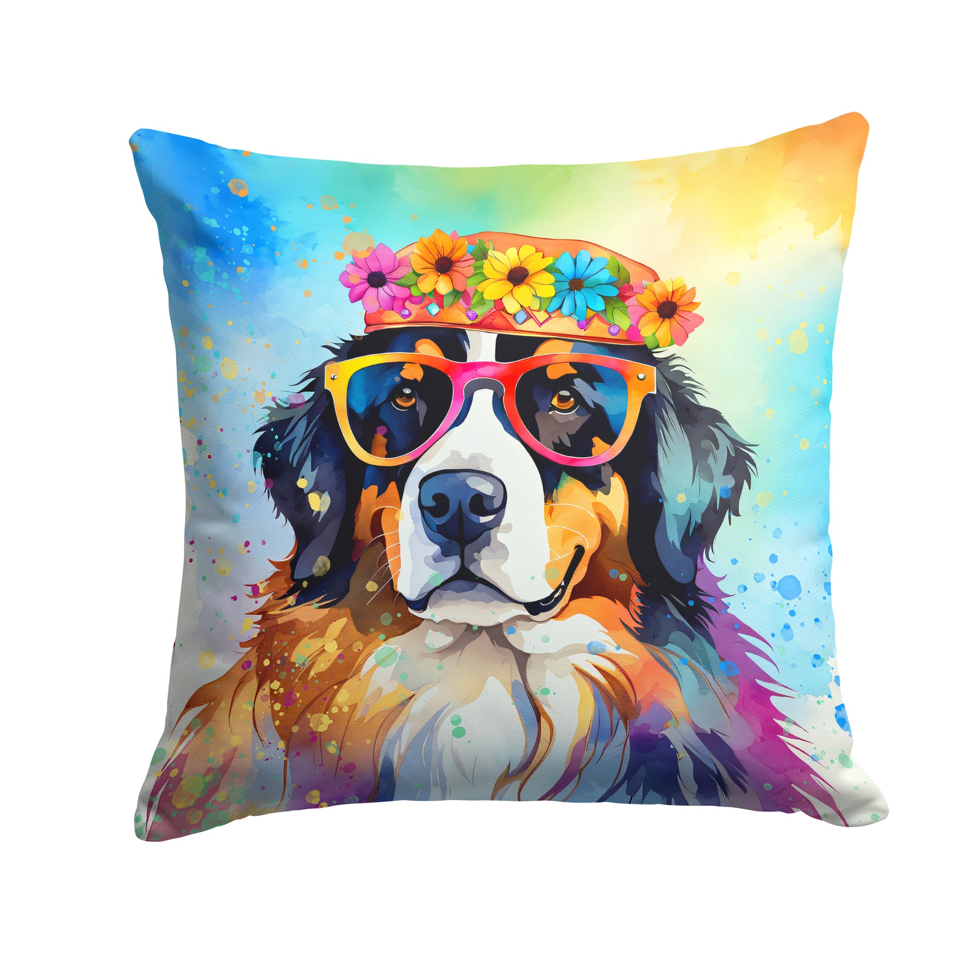 Buy this Bernese Mountain Dog Hippie Dawg Fabric Decorative Pillow