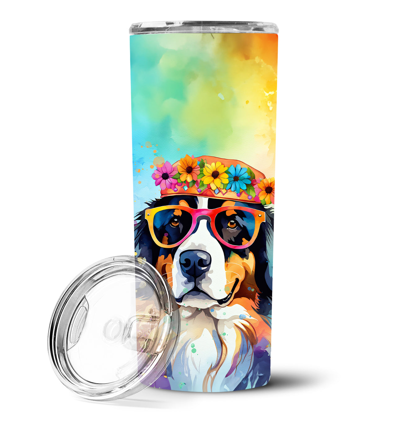 Buy this Bernese Mountain Dog Hippie Dawg Stainless Steel Skinny Tumbler