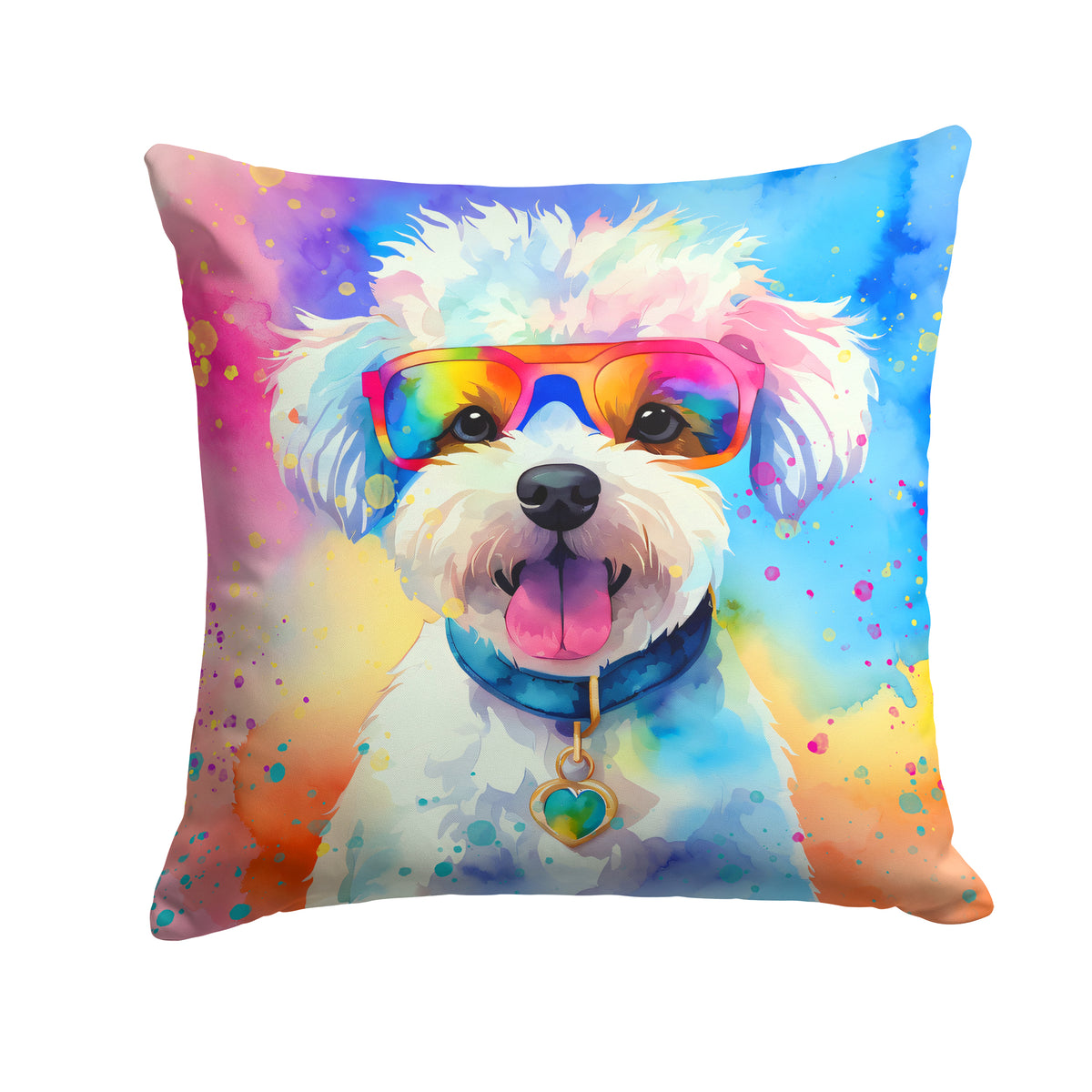 Buy this Bichon Frise Hippie Dawg Fabric Decorative Pillow