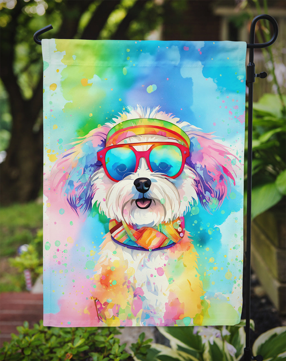 Bichon Frise Hippie Dawg Garden Flag