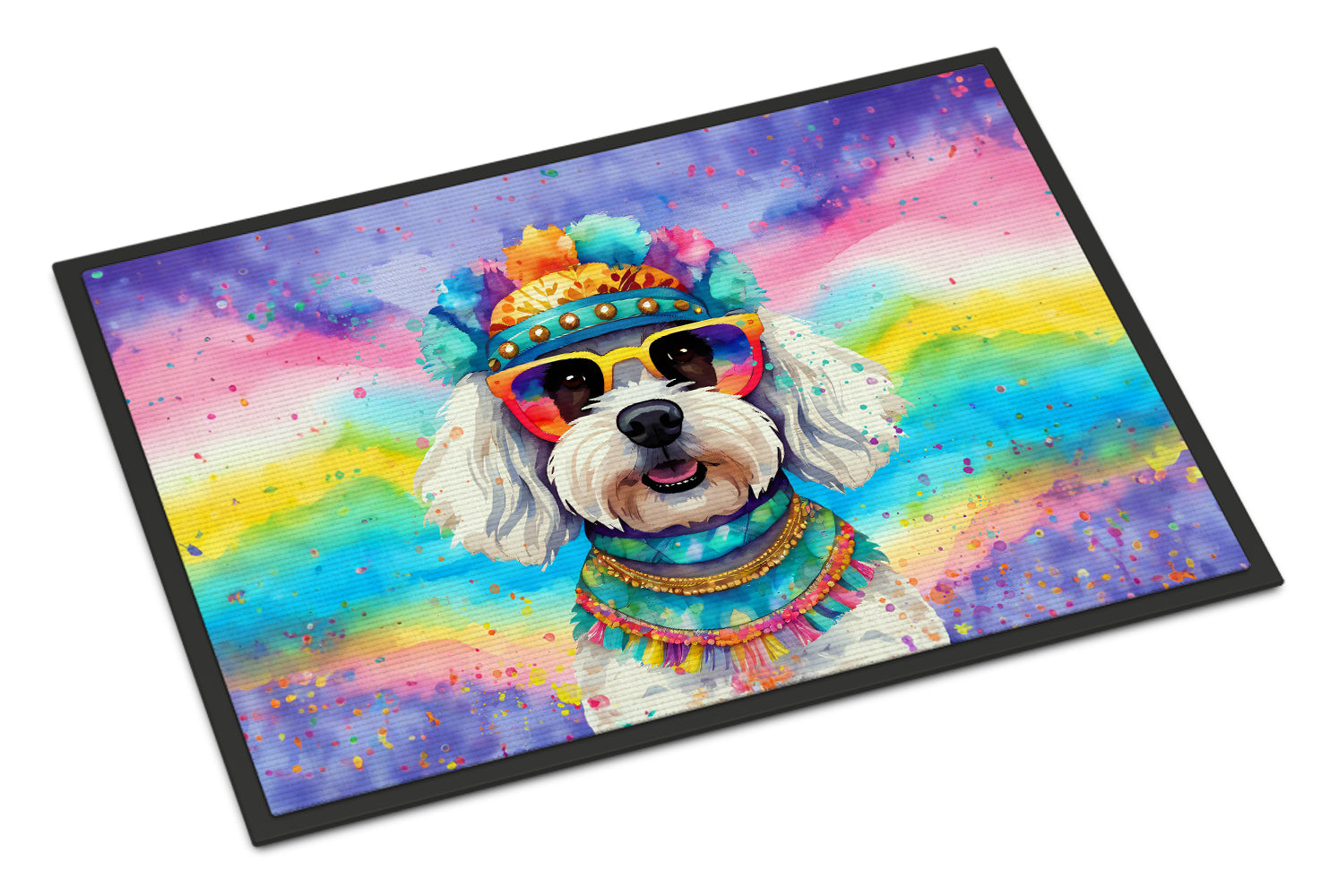 Buy this Bichon Frise Hippie Dawg Indoor or Outdoor Mat 24x36