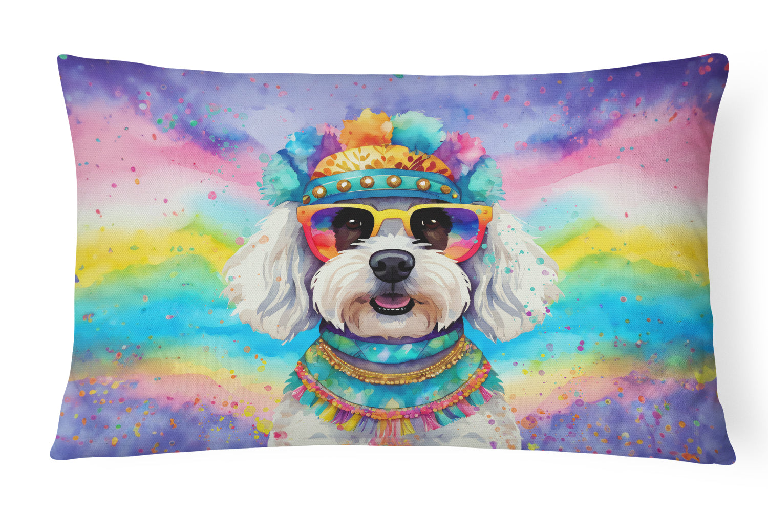 Buy this Bichon Frise Hippie Dawg Fabric Decorative Pillow