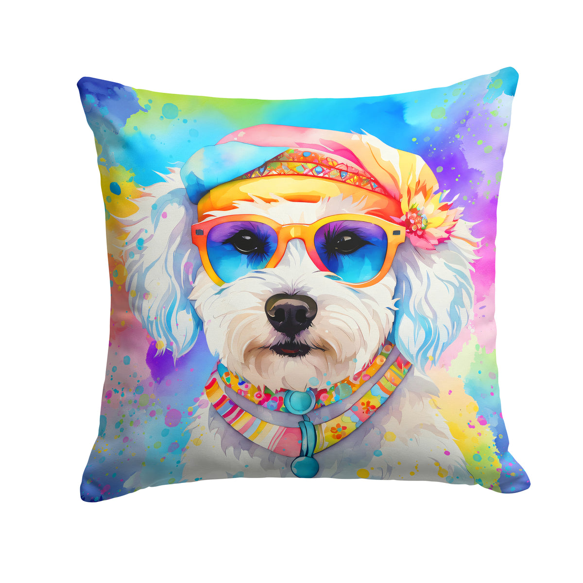 Buy this Bichon Frise Hippie Dawg Fabric Decorative Pillow