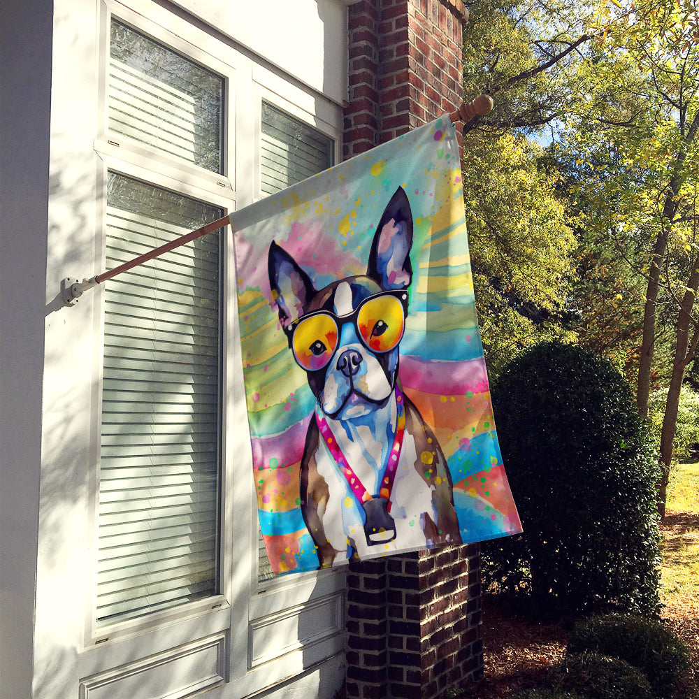 Boston Terrier Hippie Dawg House Flag