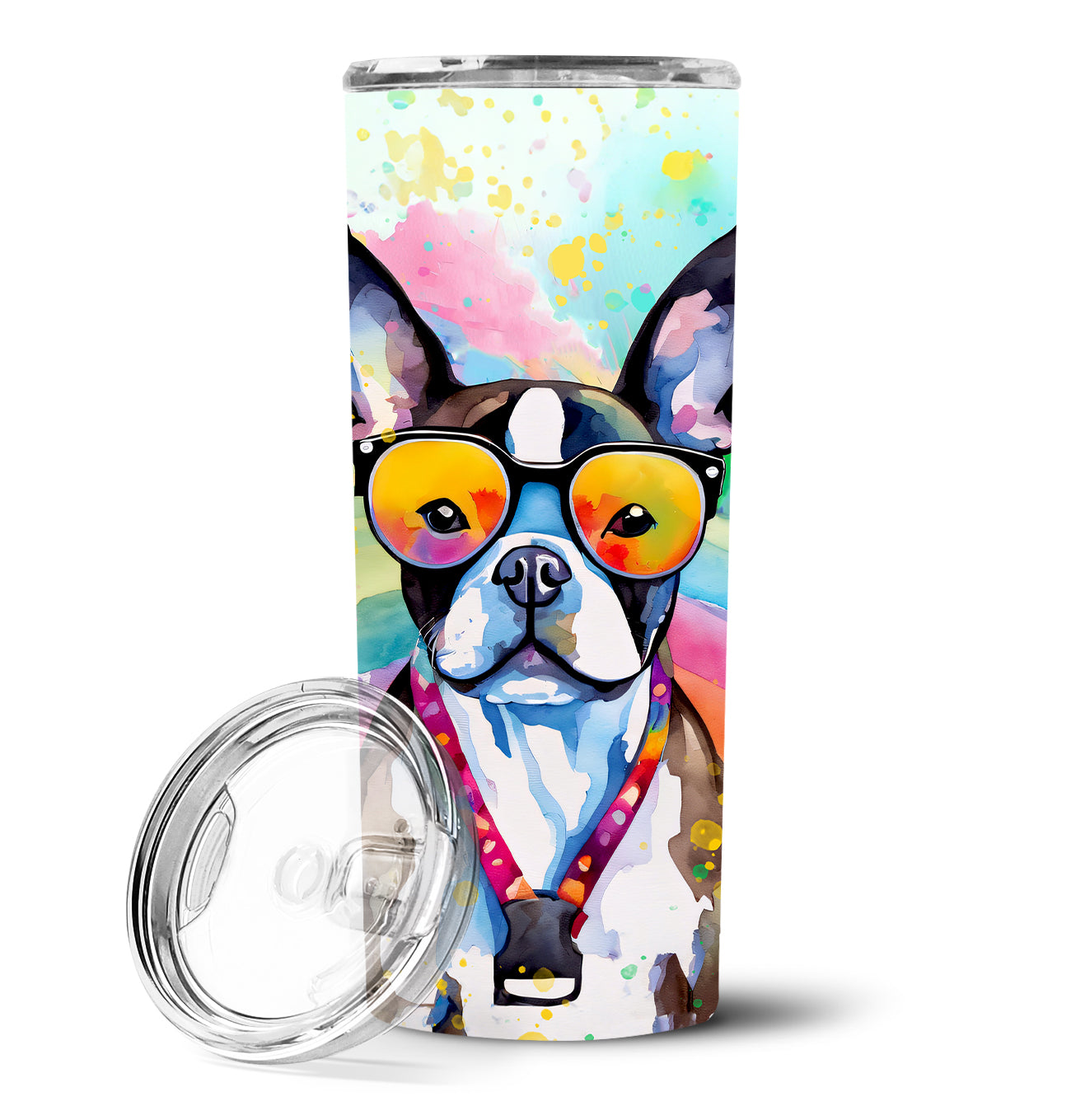 Buy this Boston Terrier Hippie Dawg Stainless Steel Skinny Tumbler