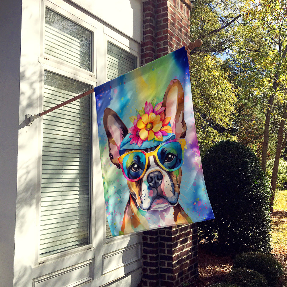 Buy this Boston Terrier Hippie Dawg House Flag