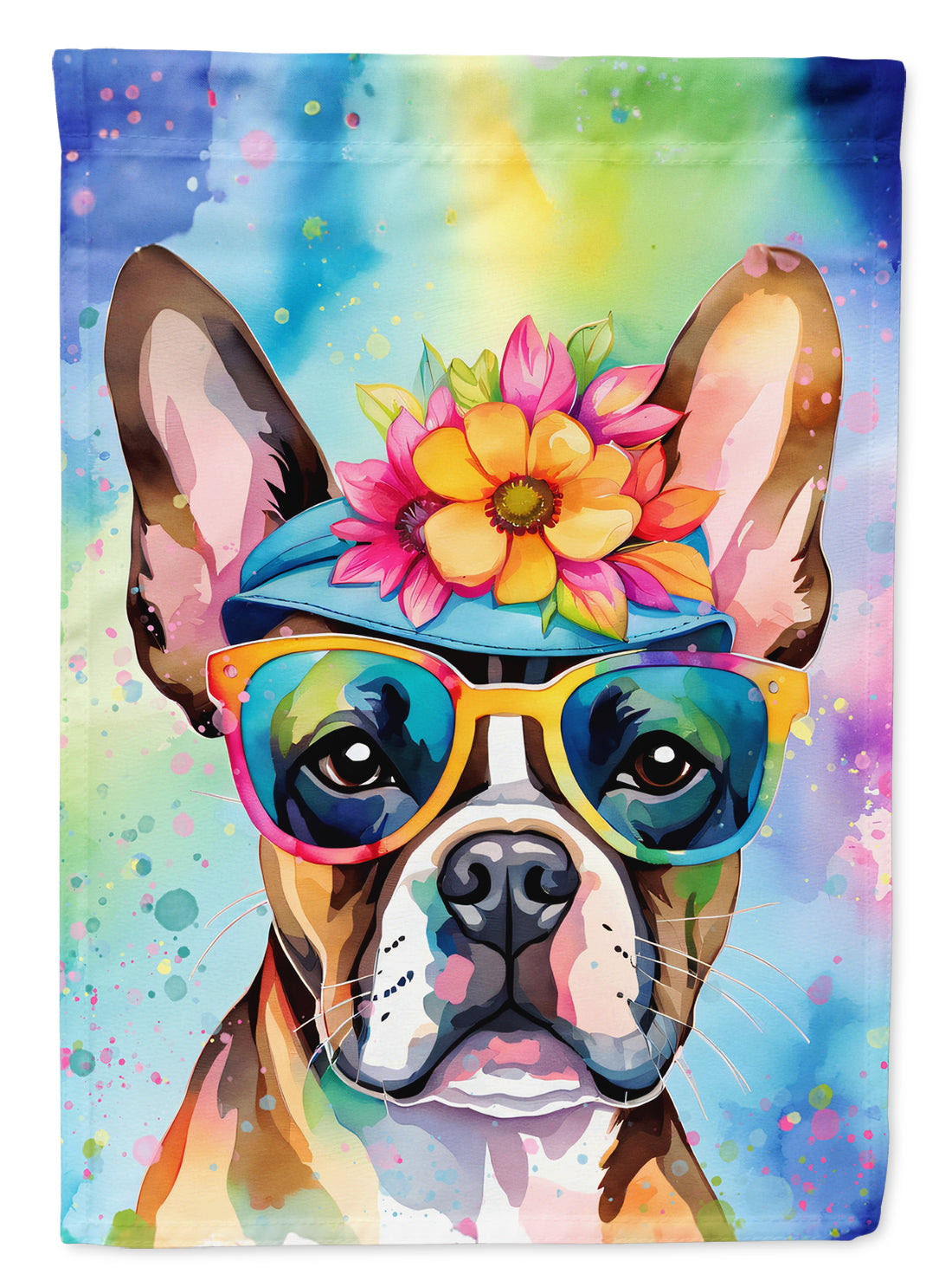 Buy this Boston Terrier Hippie Dawg House Flag