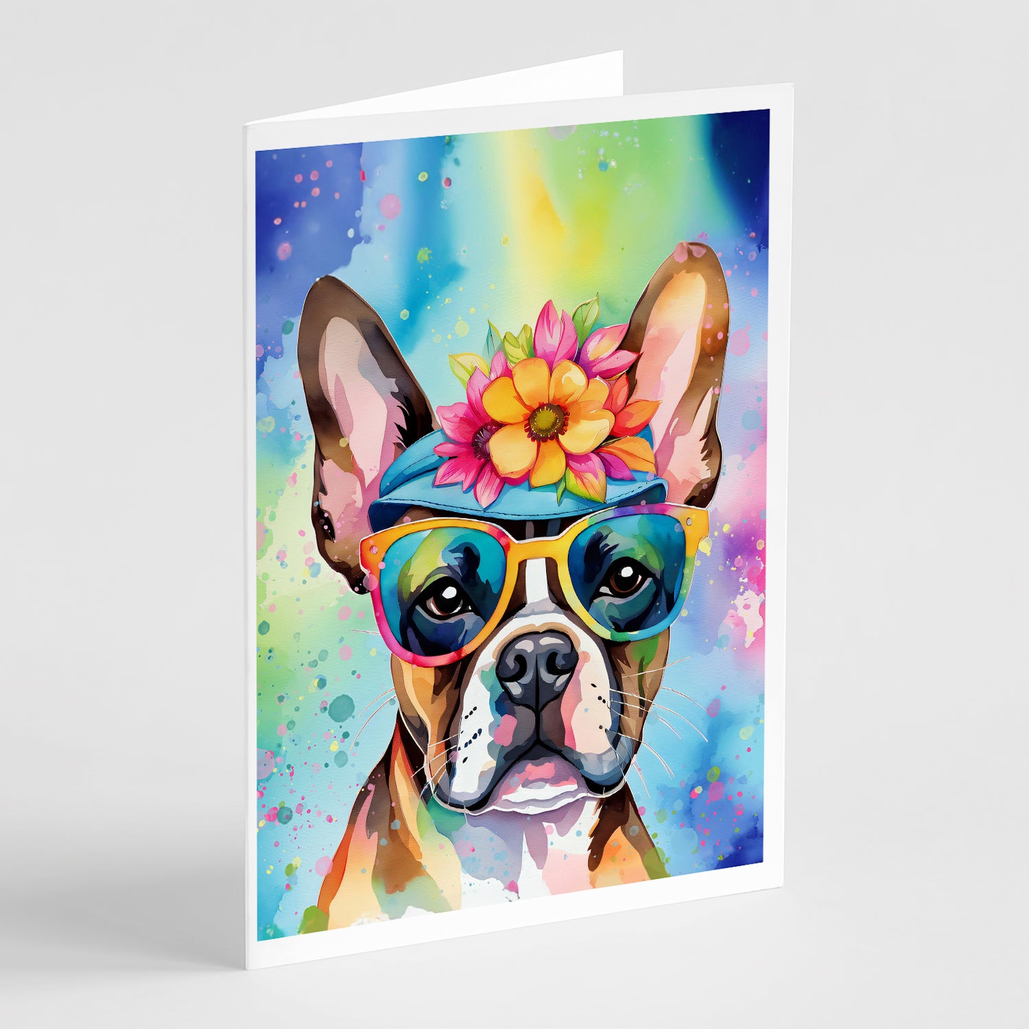 Buy this Boston Terrier Hippie Dawg Greeting Cards Pack of 8