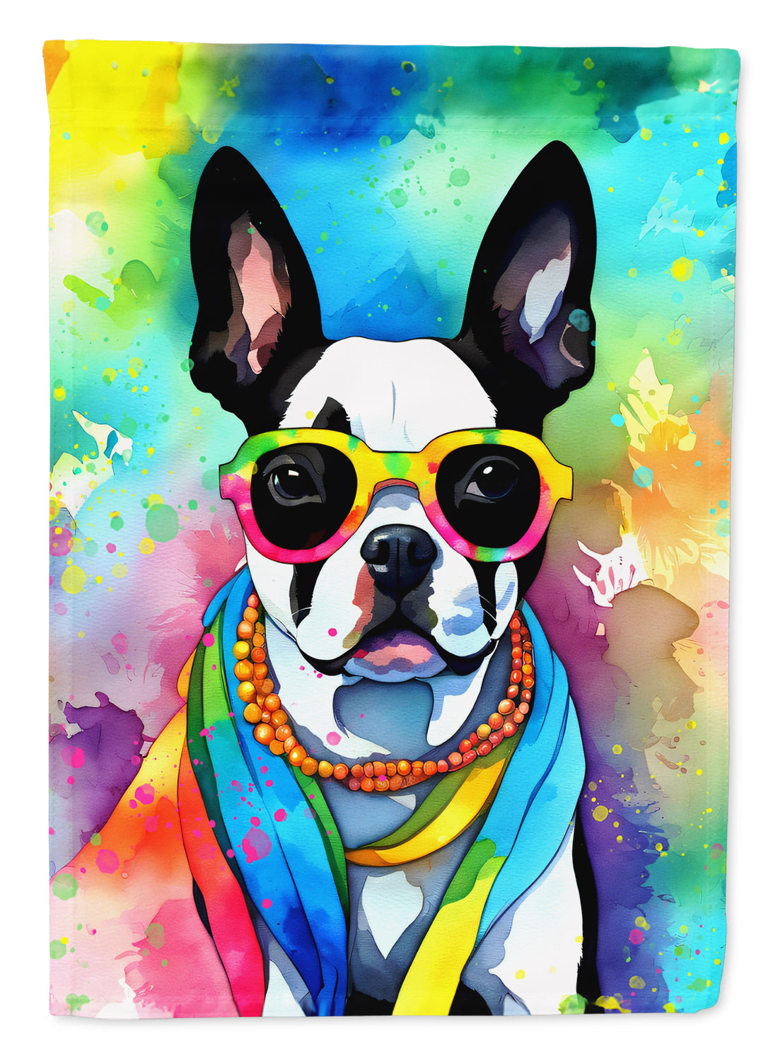 Buy this Boston Terrier Hippie Dawg House Flag