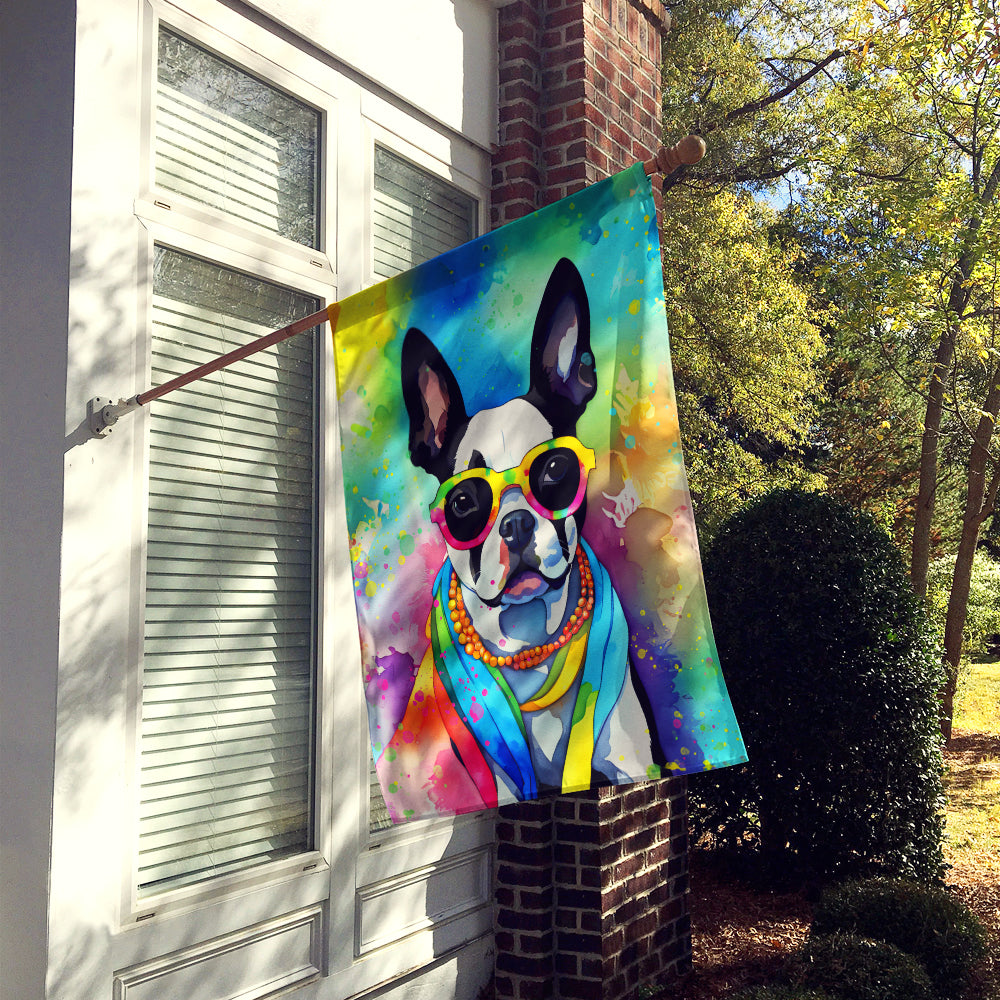 Buy this Boston Terrier Hippie Dawg House Flag