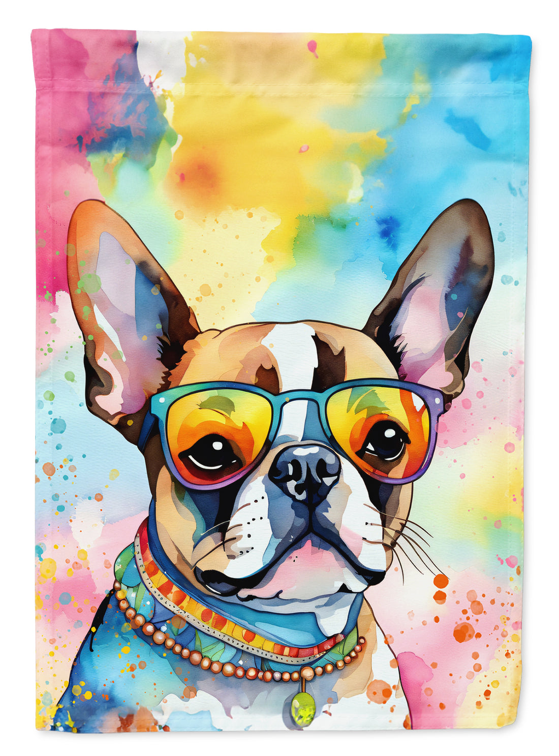 Buy this Boston Terrier Hippie Dawg House Flag