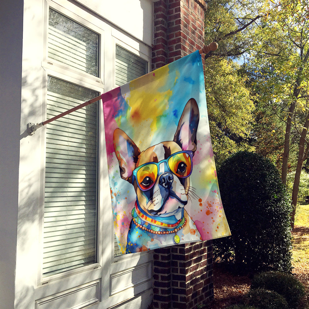 Buy this Boston Terrier Hippie Dawg House Flag