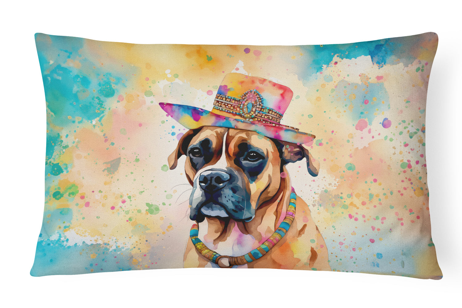 Buy this Boxer Hippie Dawg Fabric Decorative Pillow