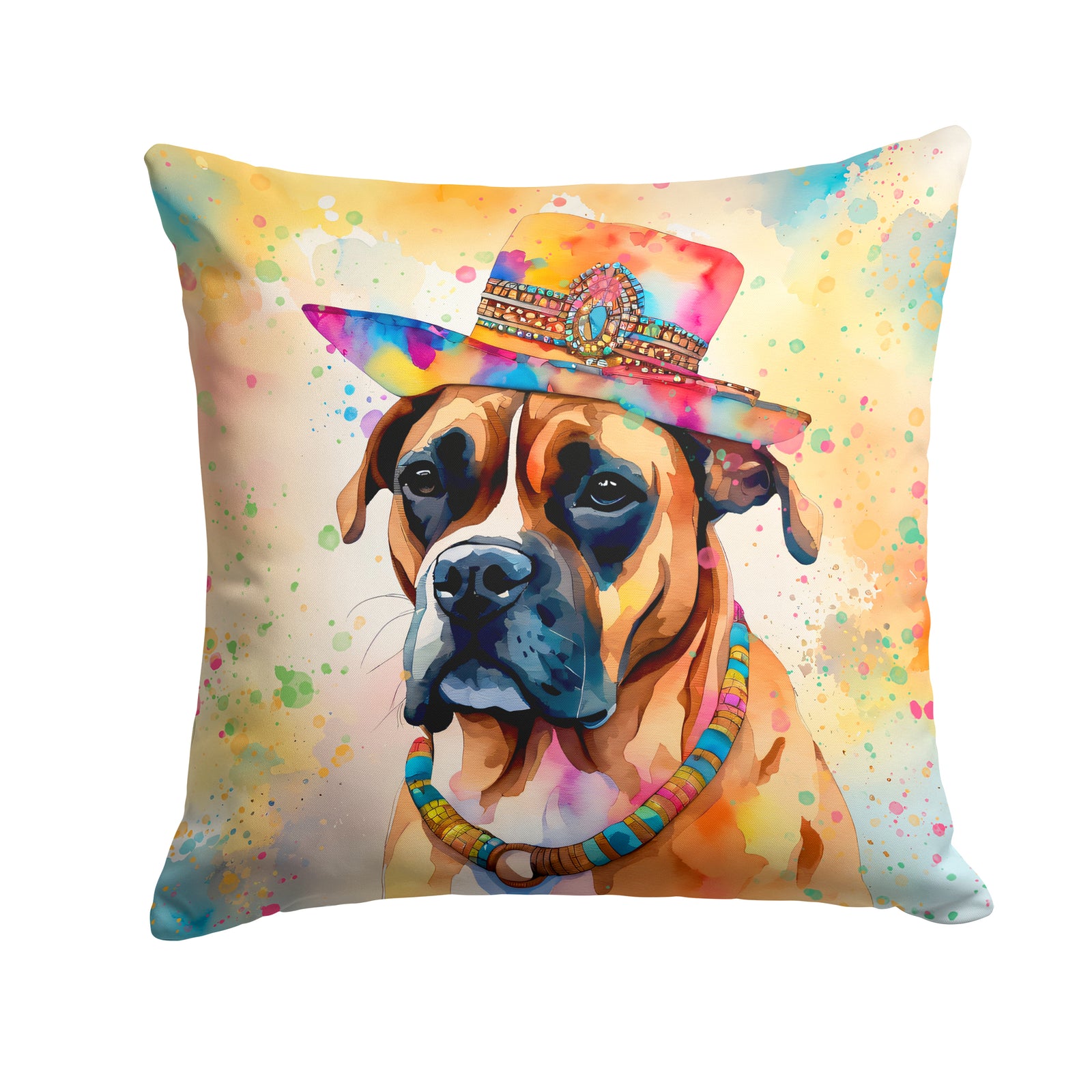 Buy this Boxer Hippie Dawg Fabric Decorative Pillow