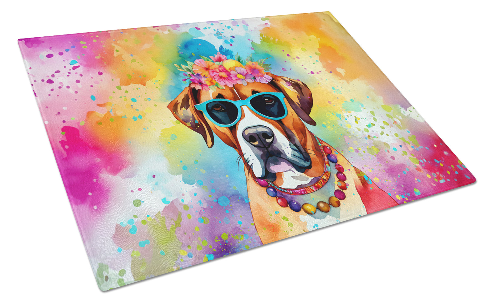 Buy this Boxer Hippie Dawg Glass Cutting Board Large