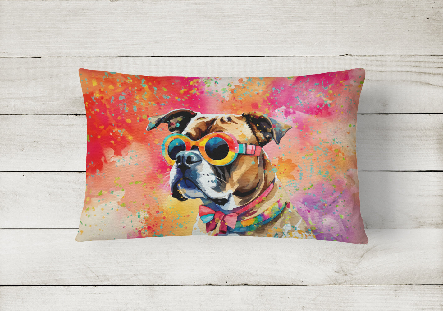 Buy this Boxer Hippie Dawg Fabric Decorative Pillow