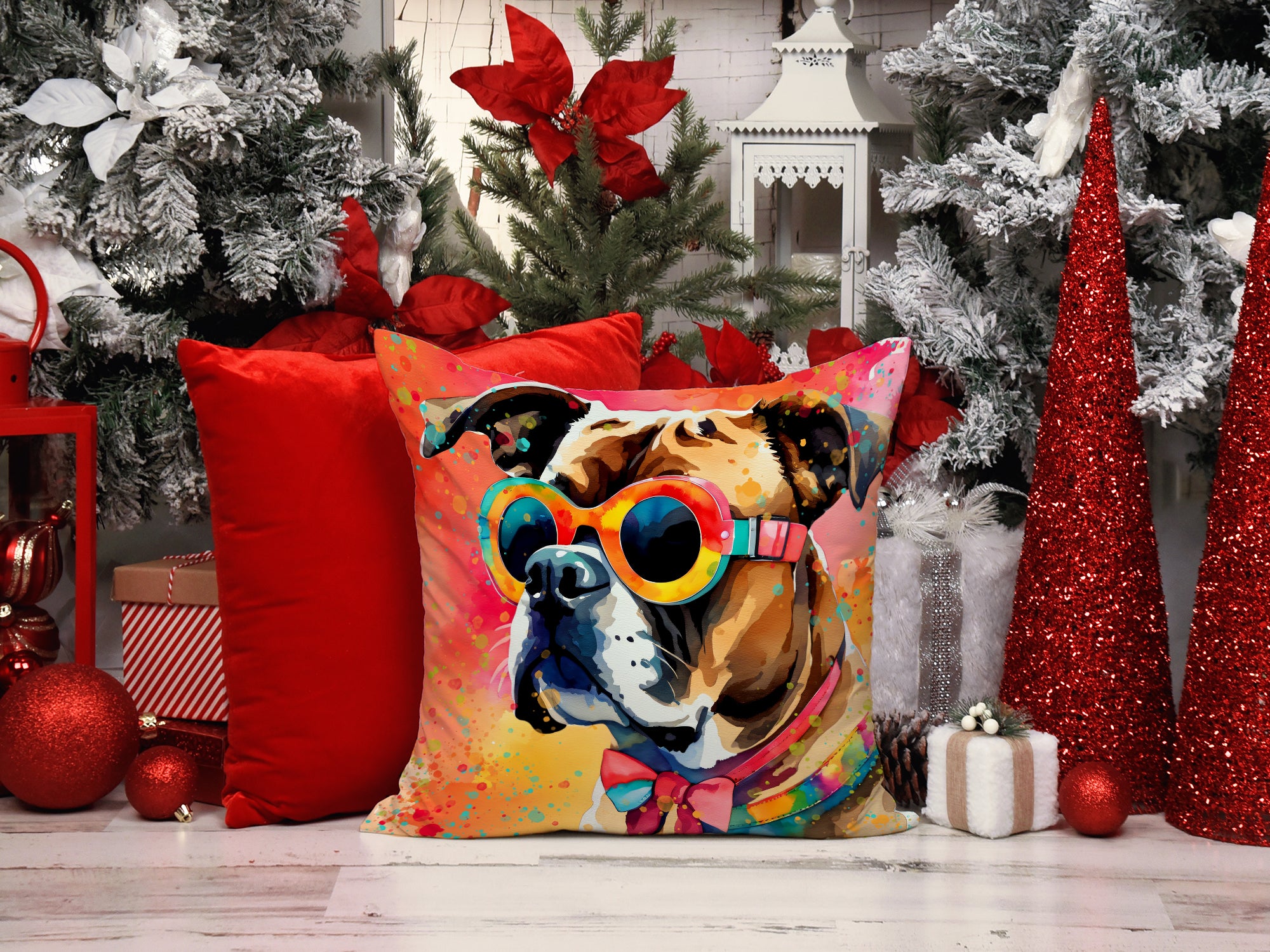 Buy this Boxer Hippie Dawg Fabric Decorative Pillow