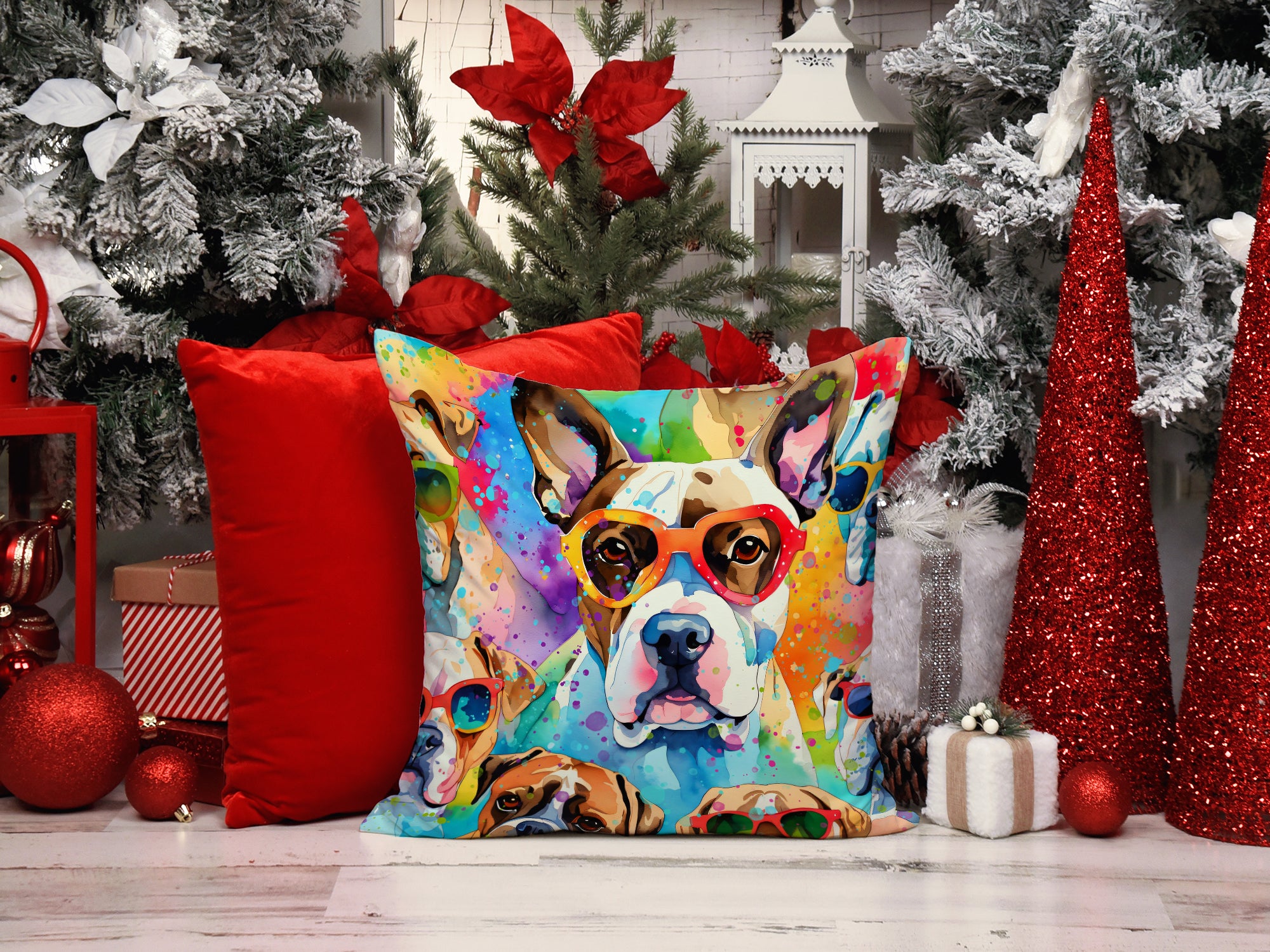 Boxer Hippie Dawg Fabric Decorative Pillow