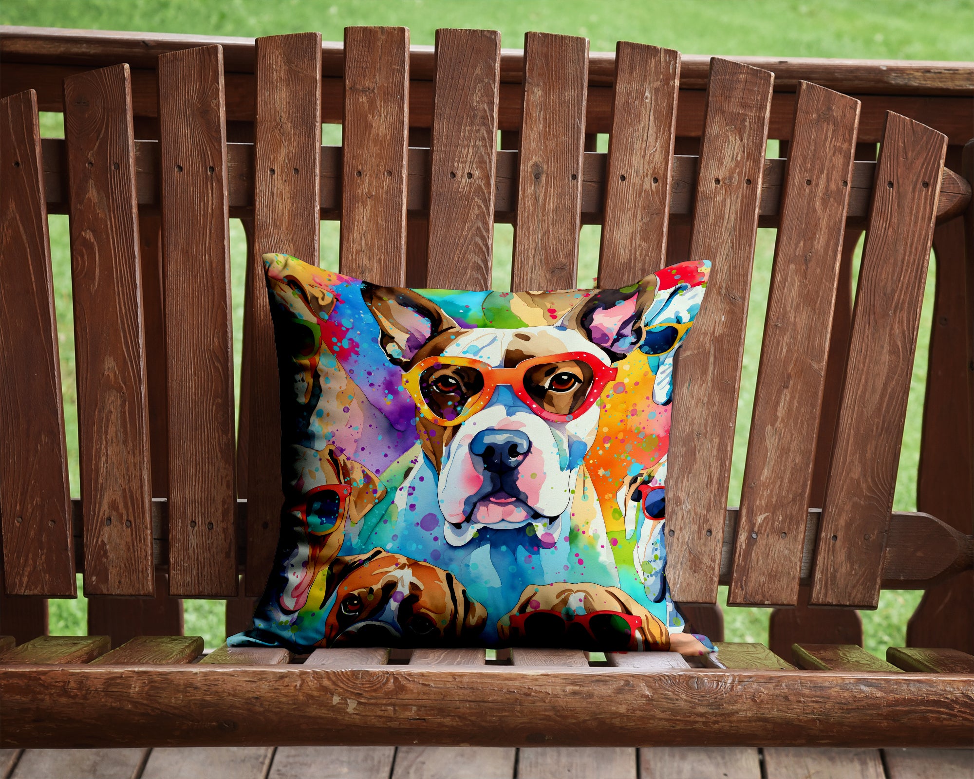 Boxer Hippie Dawg Fabric Decorative Pillow