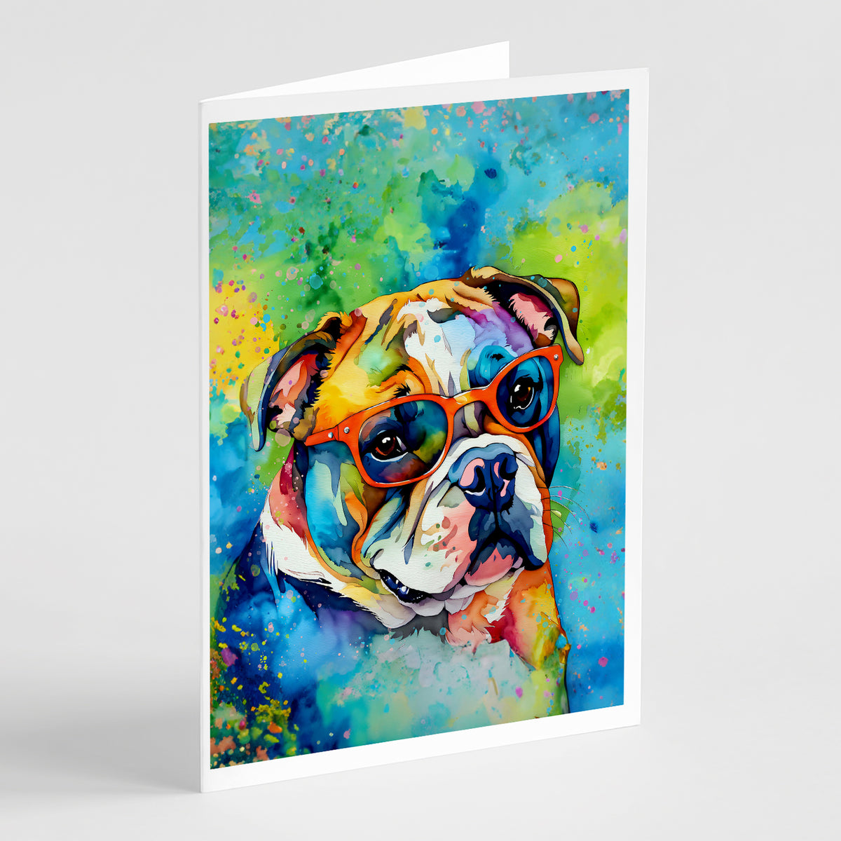 Buy this English Bulldog Hippie Dawg Greeting Cards Pack of 8