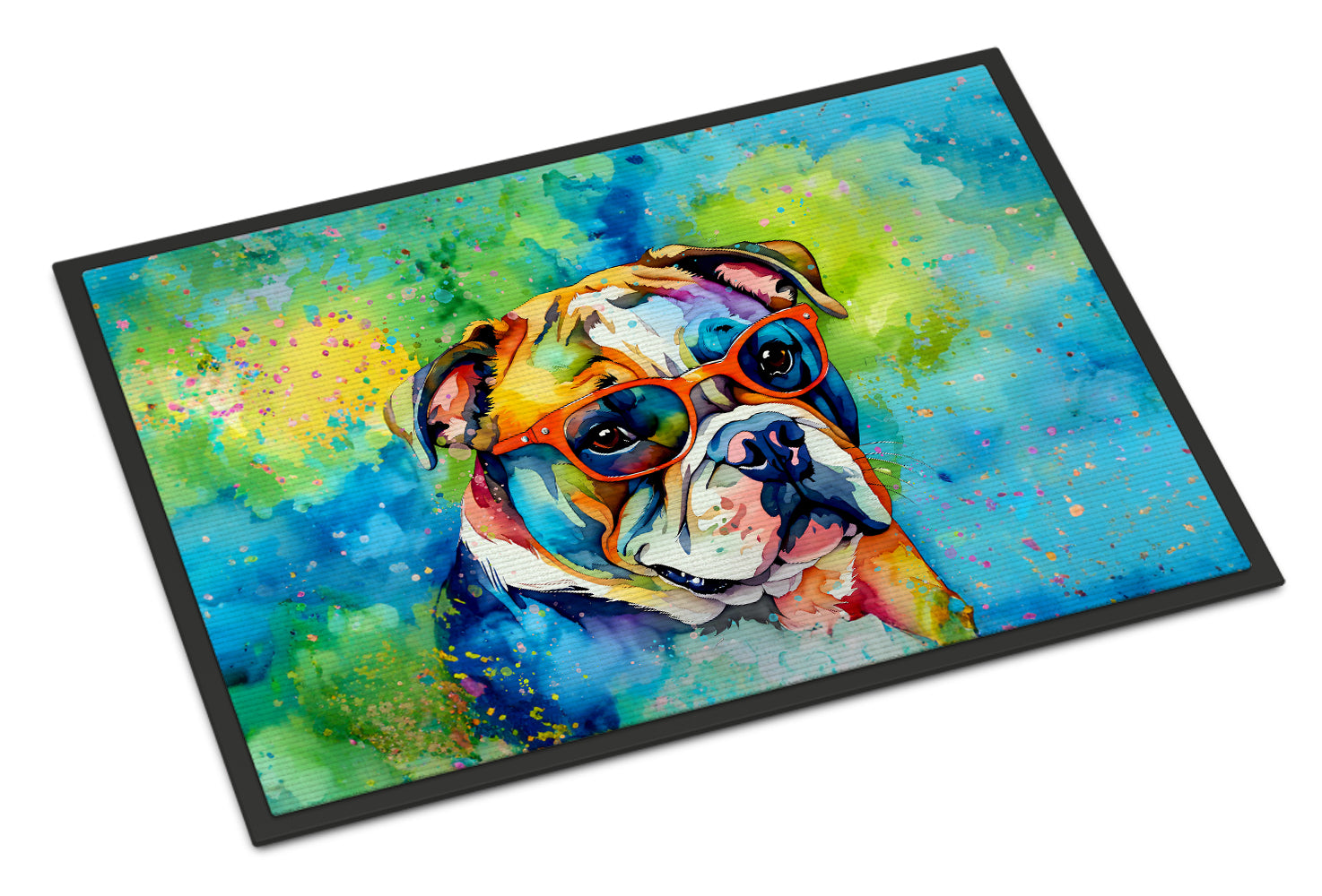 Buy this English Bulldog Hippie Dawg Indoor or Outdoor Mat 24x36