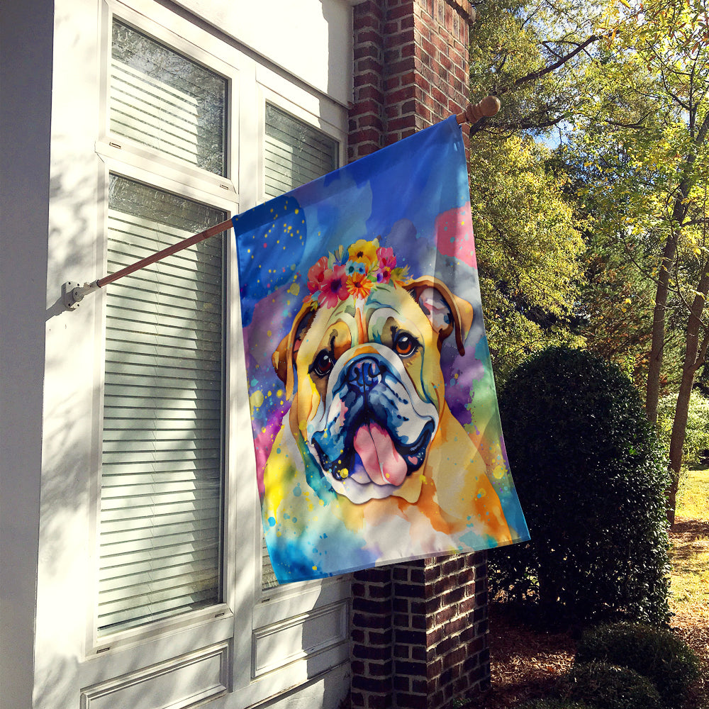 Buy this English Bulldog Hippie Dawg House Flag