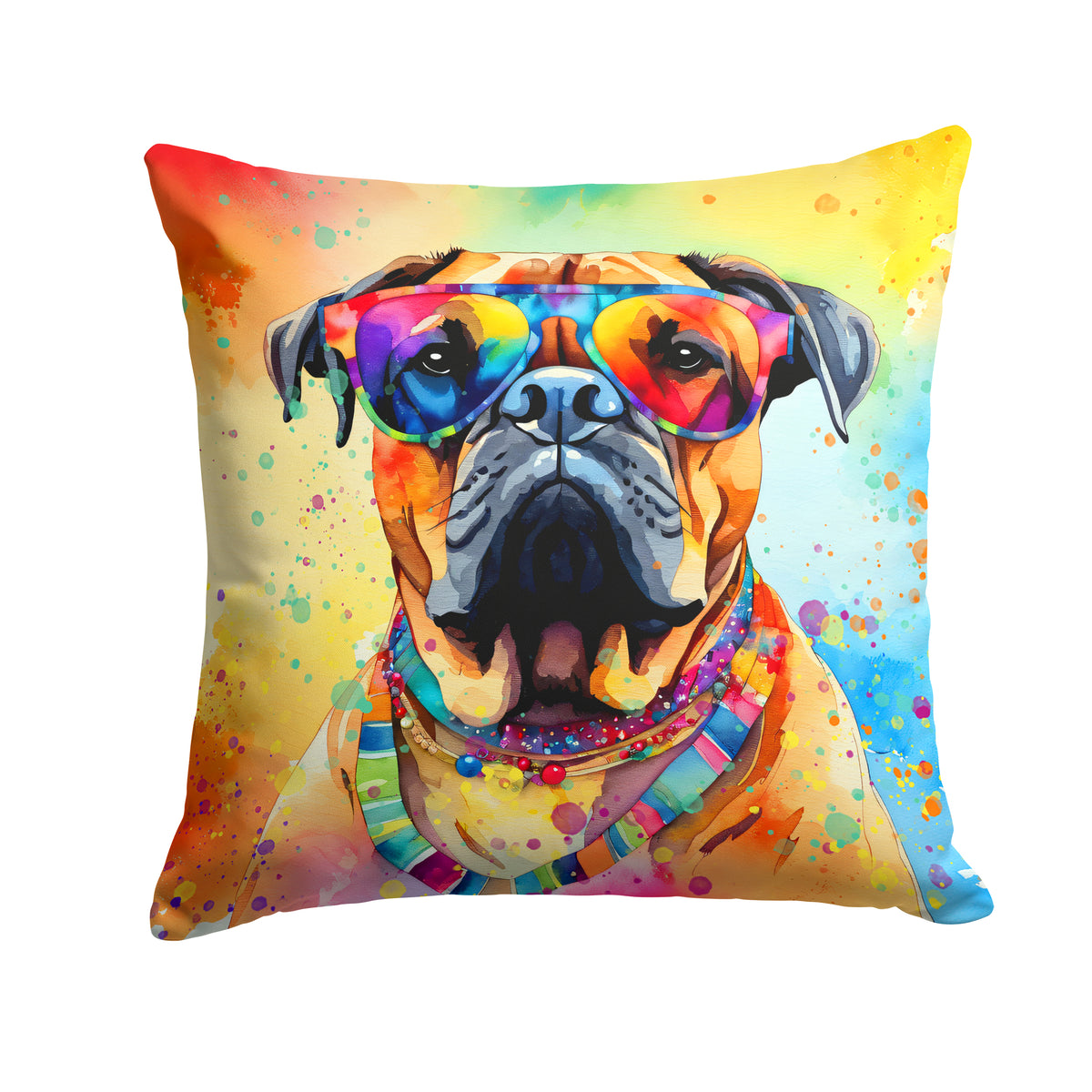 Buy this Bullmastiff Hippie Dawg Fabric Decorative Pillow