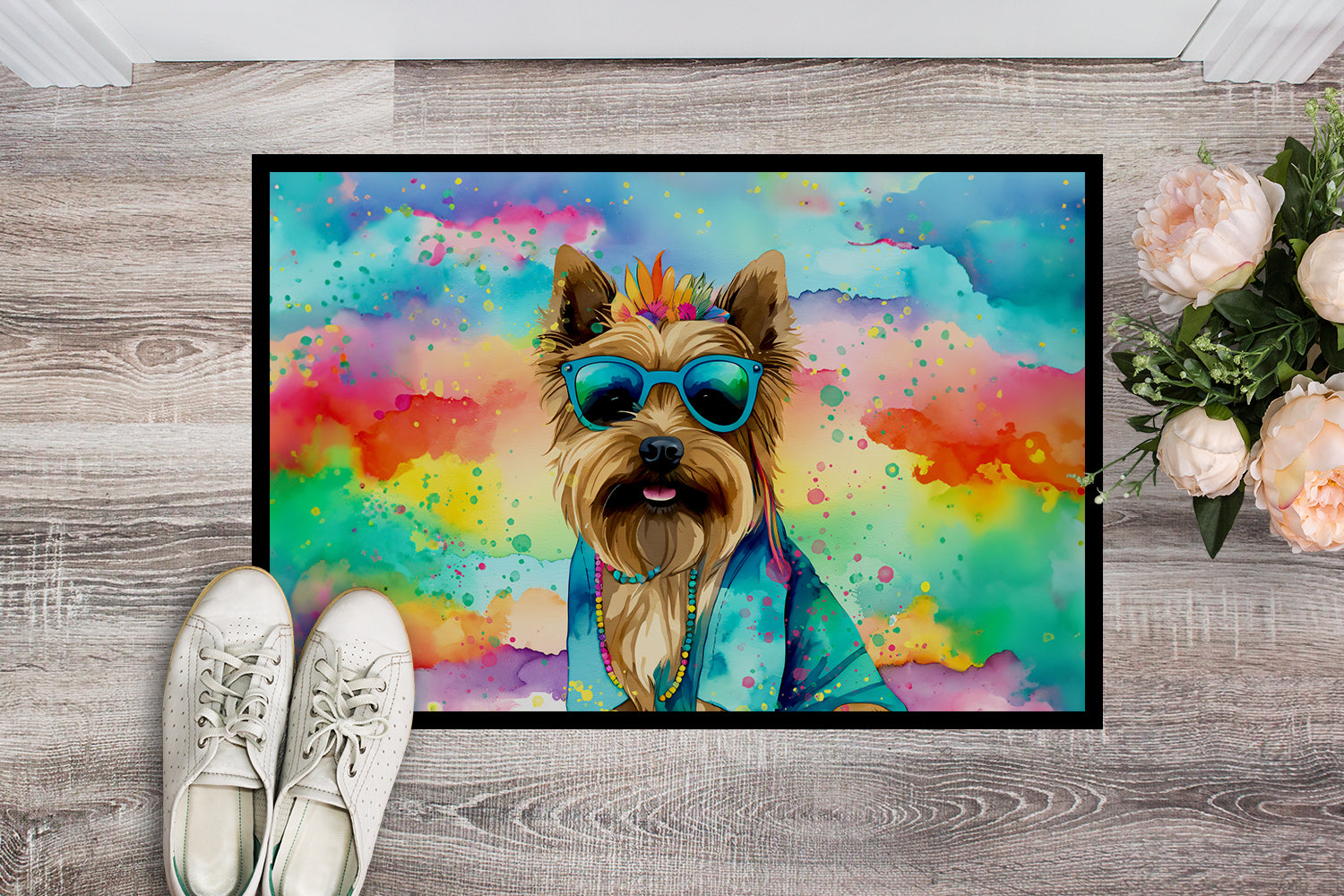 Cairn Terrier Hippie Dawg Indoor or Outdoor Mat 24x36