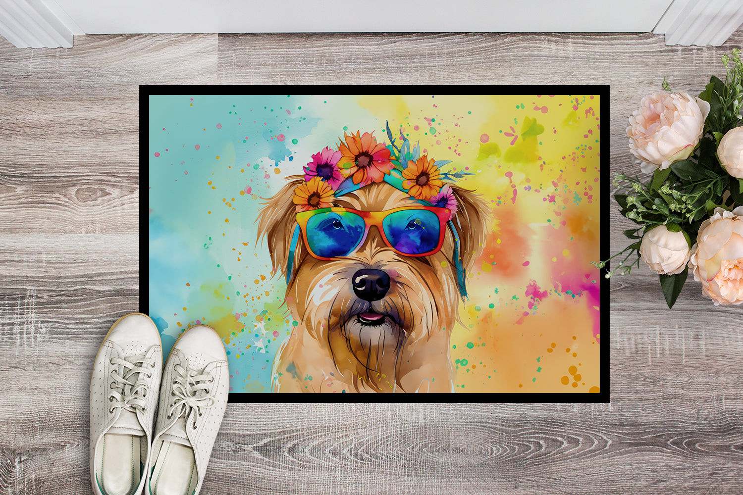 Cairn Terrier Hippie Dawg Indoor or Outdoor Mat 24x36