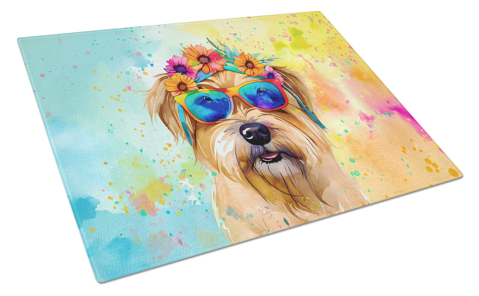 Buy this Cairn Terrier Hippie Dawg Glass Cutting Board Large