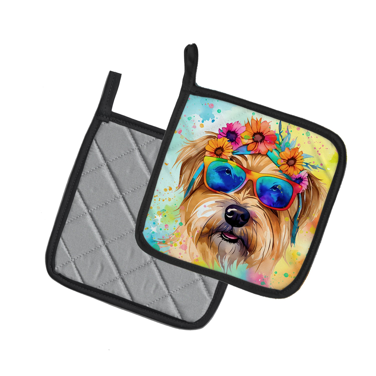 Cairn Terrier Hippie Dawg Pair of Pot Holders