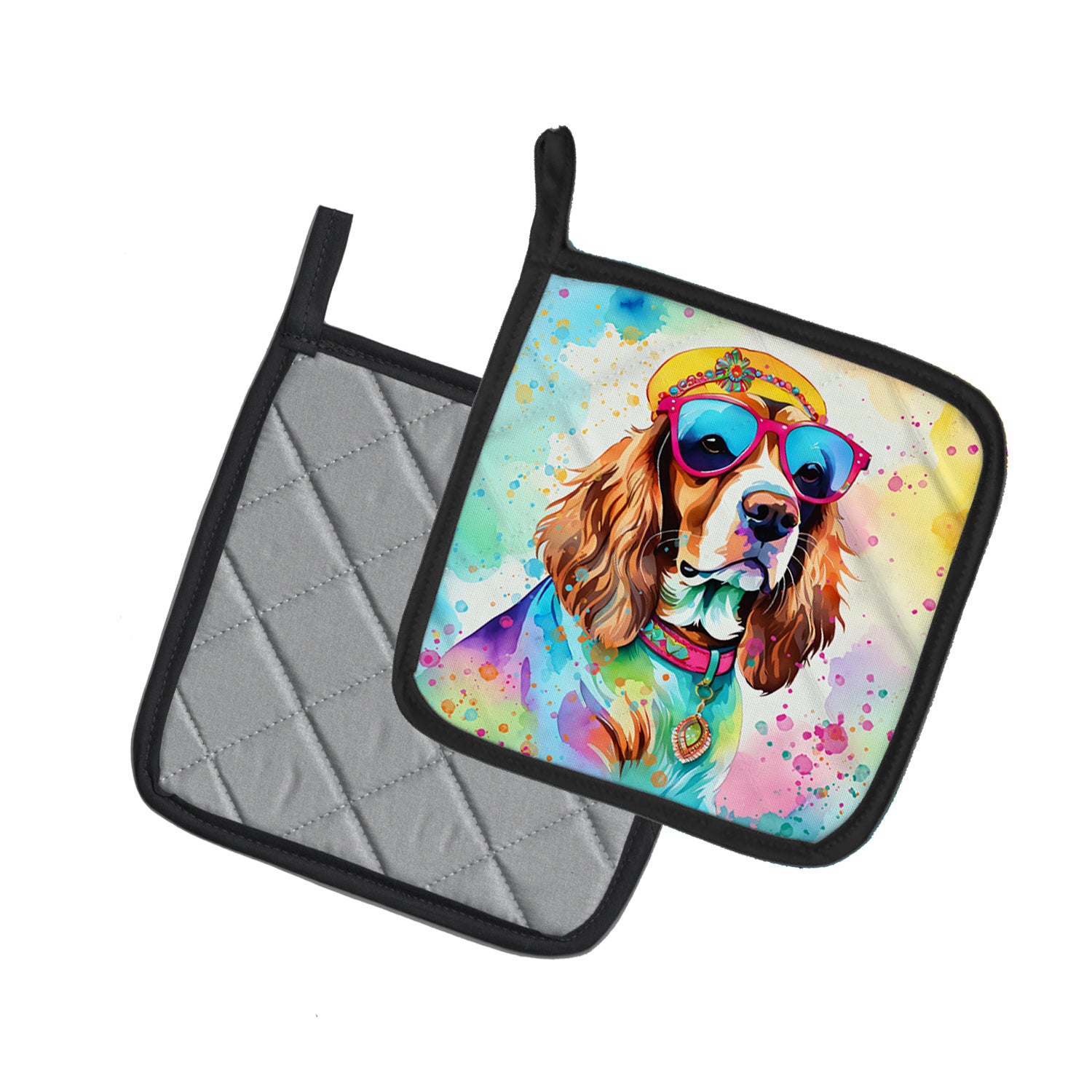 Buy this Cavalier Spaniel Hippie Dawg Pair of Pot Holders