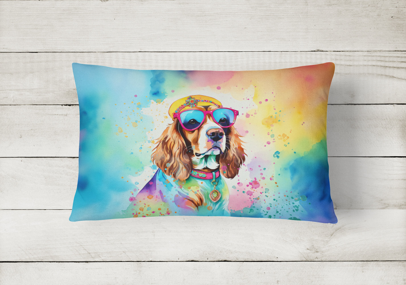 Buy this Cavalier Spaniel Hippie Dawg Fabric Decorative Pillow