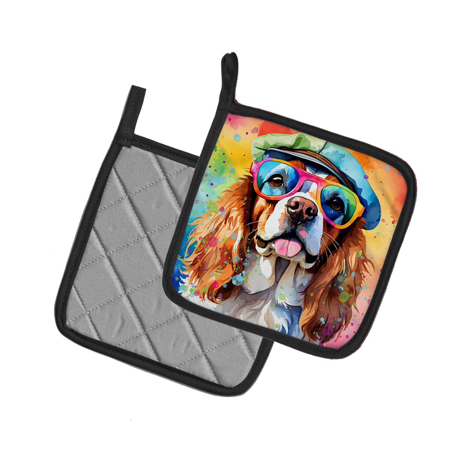 Buy this Cavalier Spaniel Hippie Dawg Pair of Pot Holders