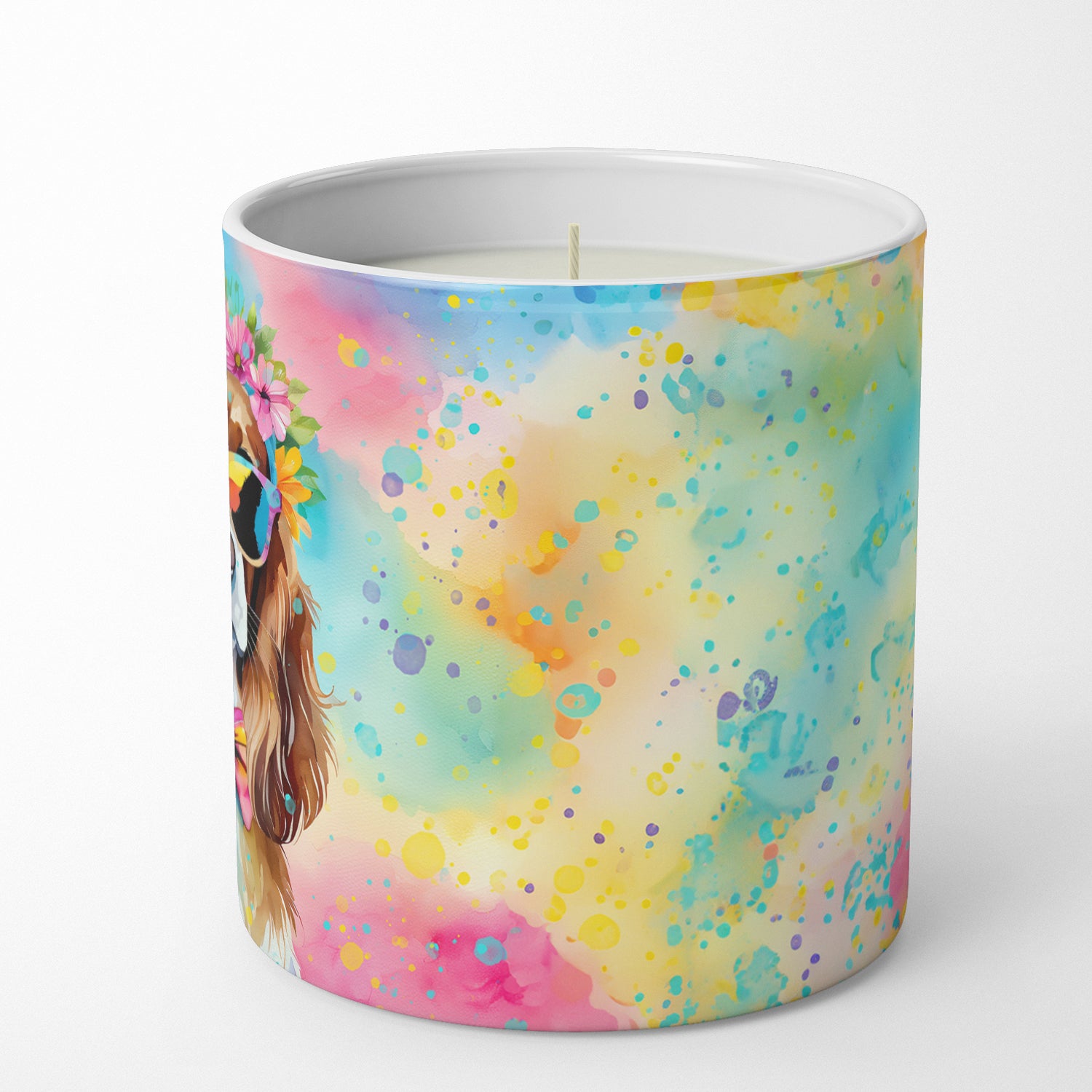 Cavalier Spaniel Hippie Dawg Decorative Soy Candle