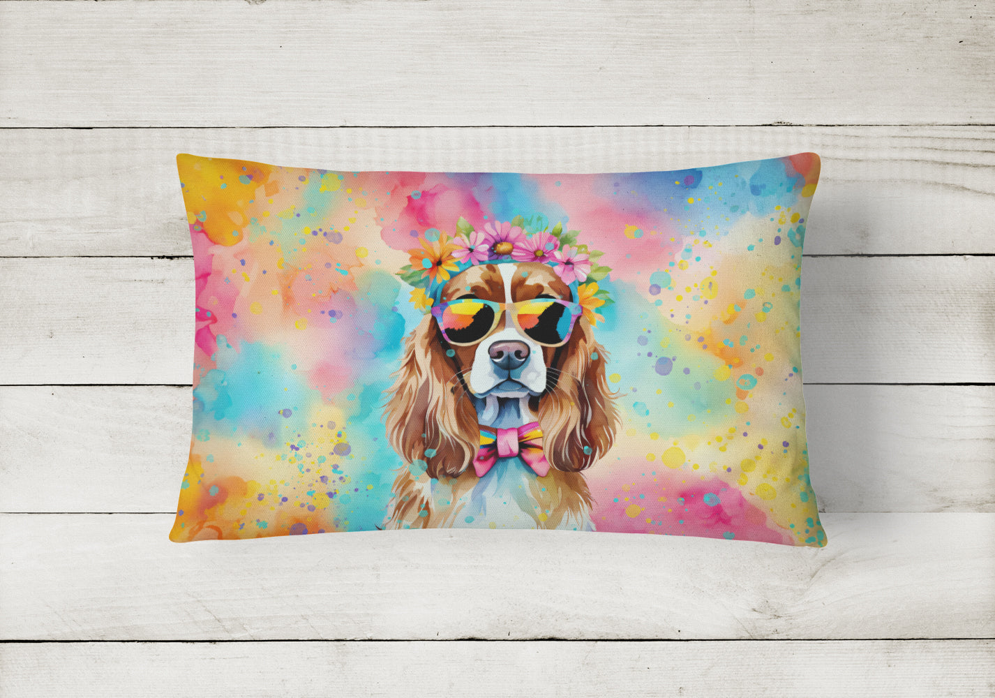 Buy this Cavalier Spaniel Hippie Dawg Fabric Decorative Pillow