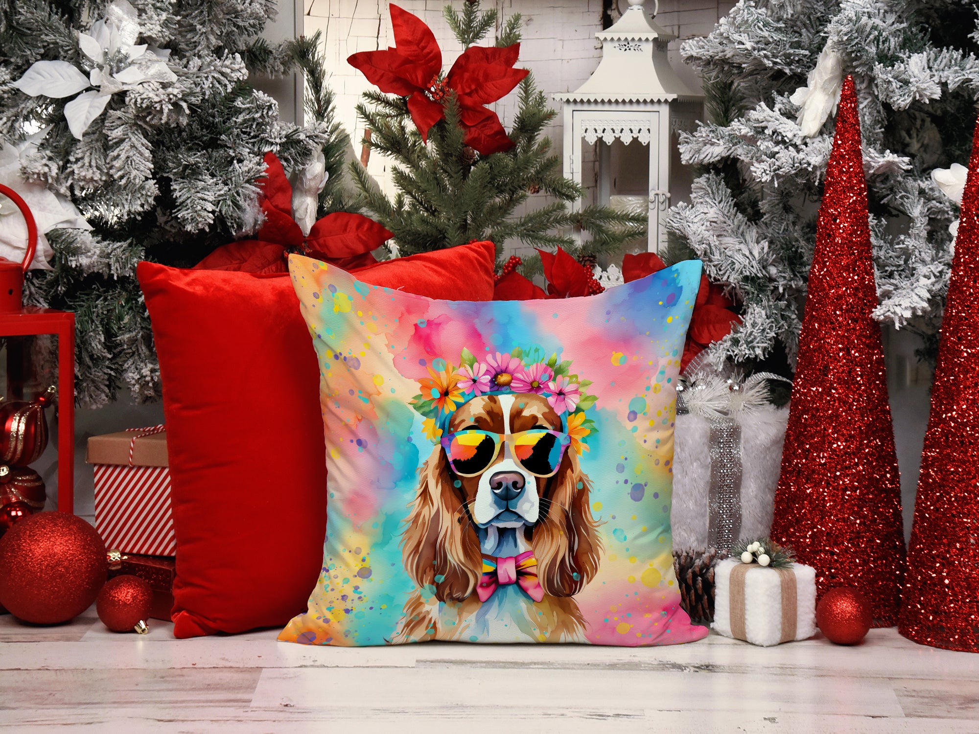 Buy this Cavalier Spaniel Hippie Dawg Fabric Decorative Pillow