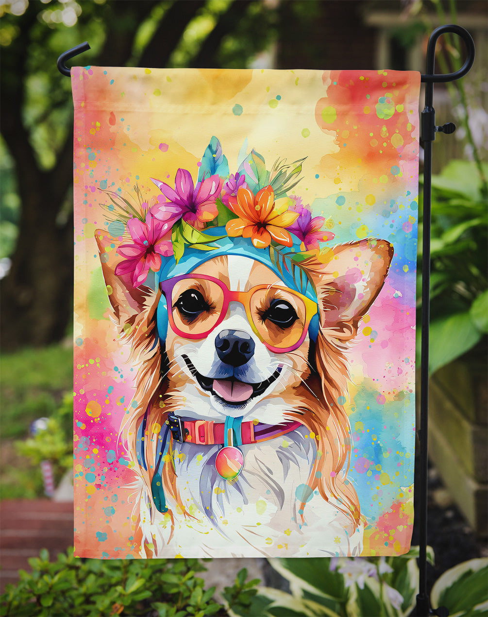 Chihuahua Hippie Dawg Garden Flag