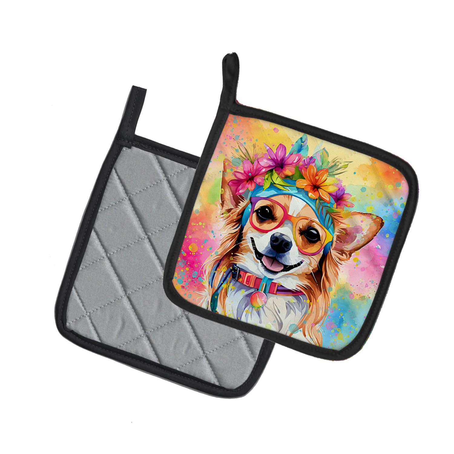 Buy this Chihuahua Hippie Dawg Pair of Pot Holders