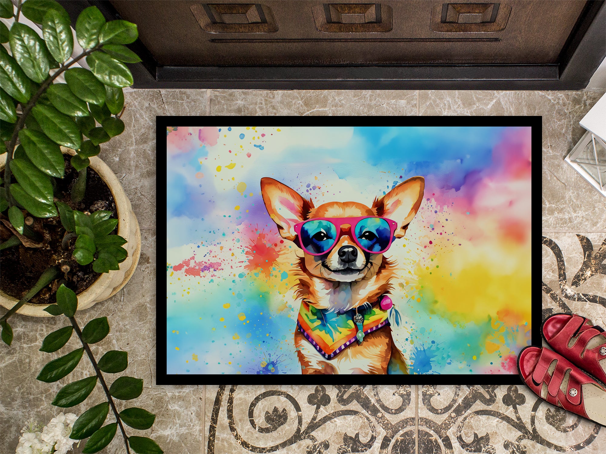 Chihuahua Hippie Dawg Doormat