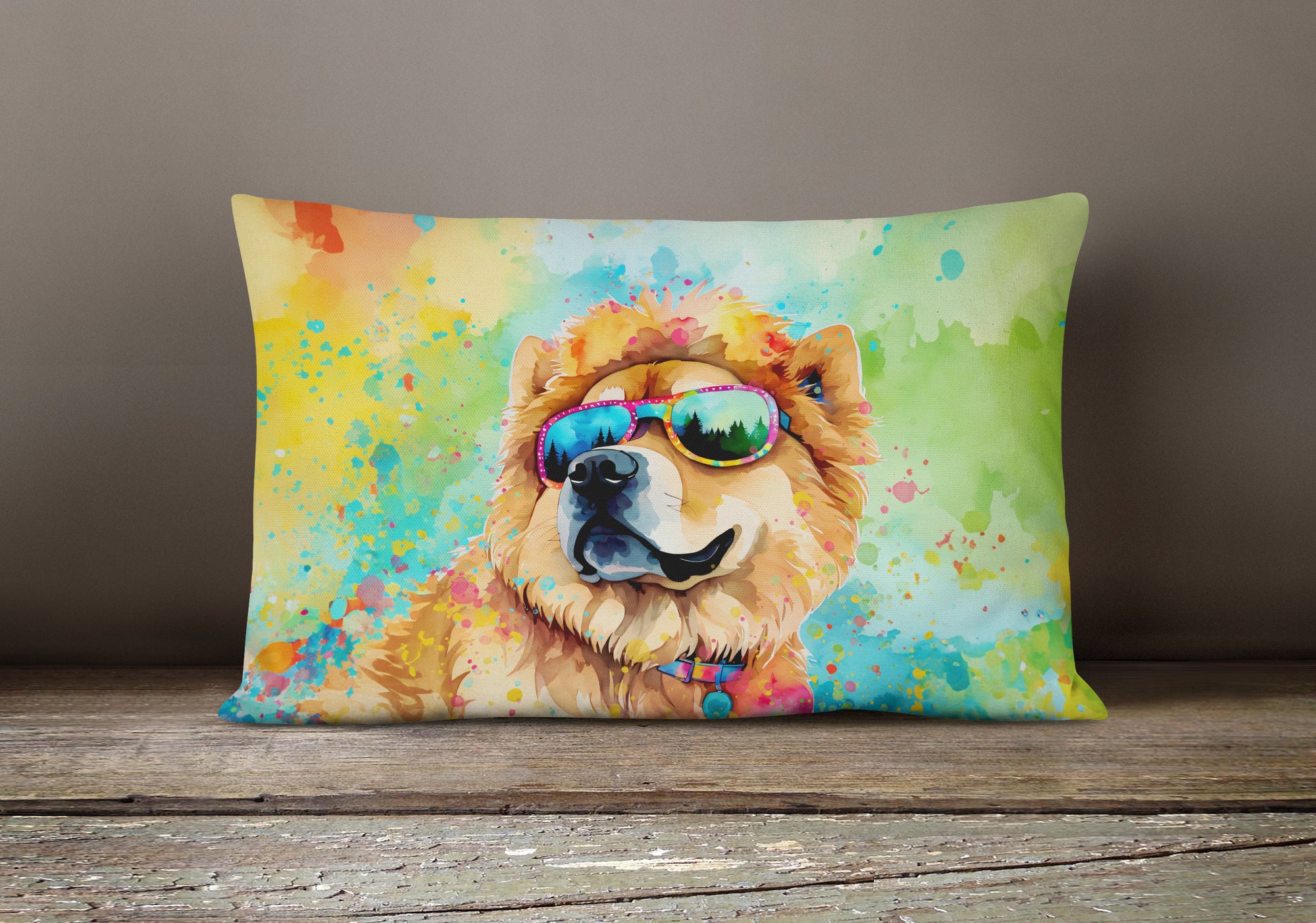 Chow Chow Hippie Dawg Fabric Decorative Pillow