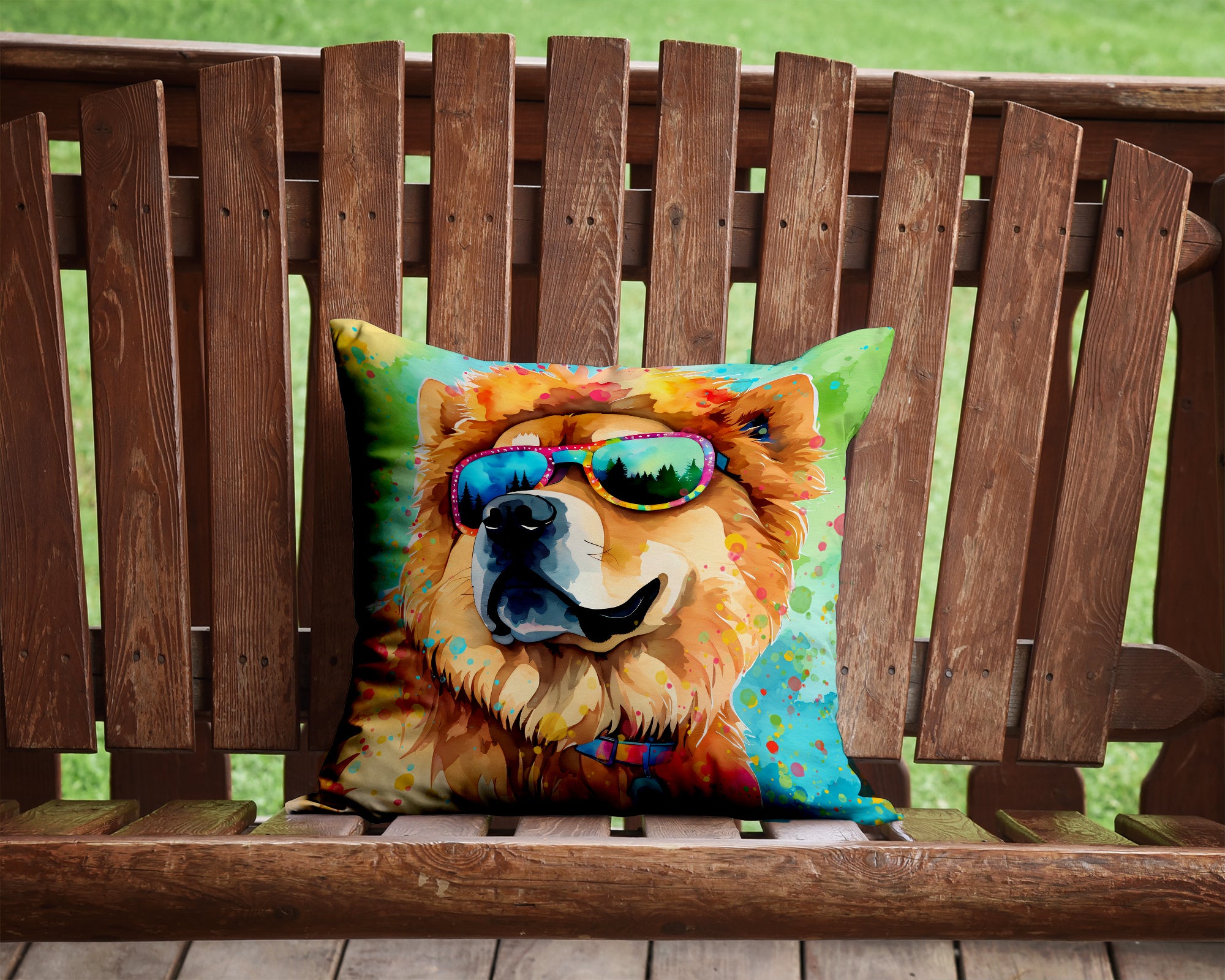 Chow Chow Hippie Dawg Fabric Decorative Pillow