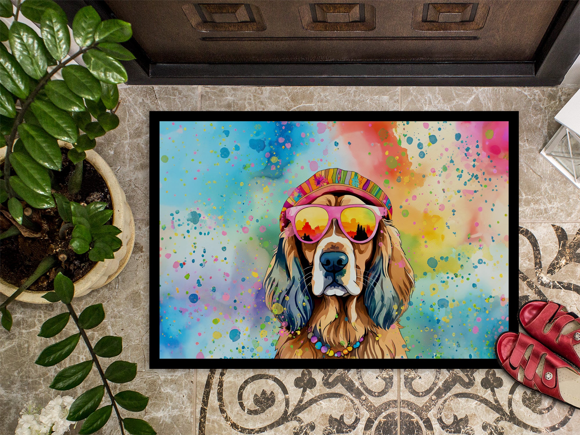 Cocker Spaniel Hippie Dawg Indoor or Outdoor Mat 24x36