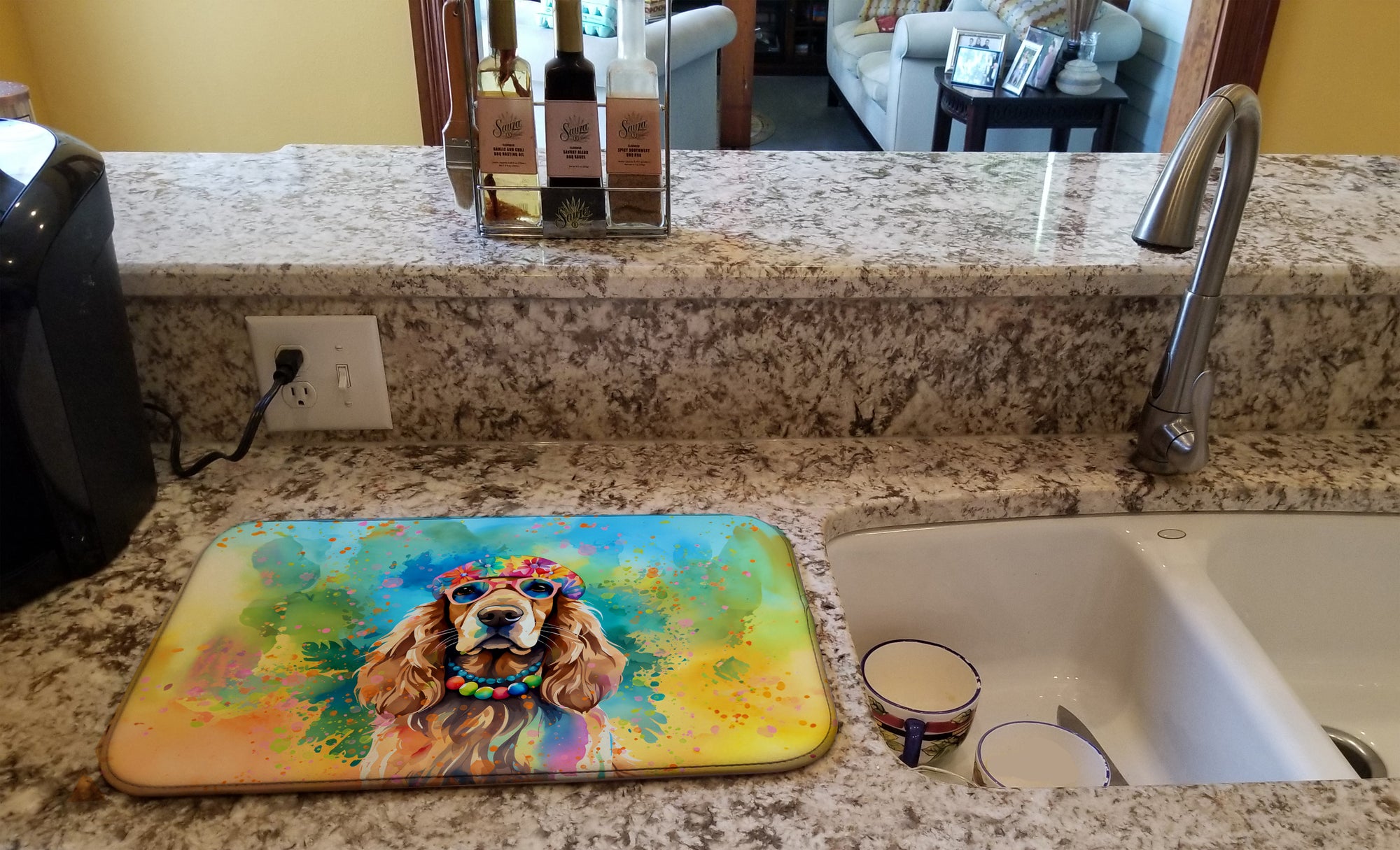 Cocker Spaniel Hippie Dawg Dish Drying Mat