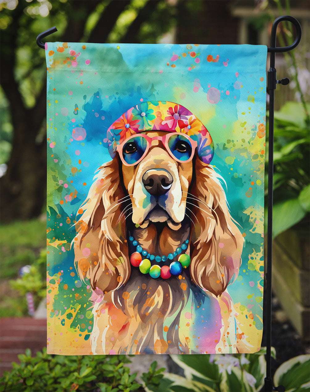 Cocker Spaniel Hippie Dawg Garden Flag