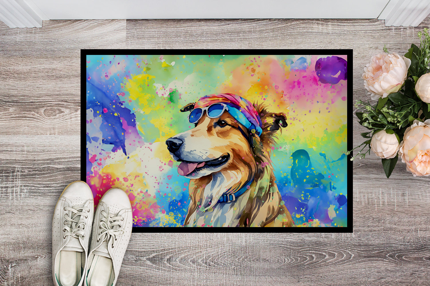 Collie Hippie Dawg Indoor or Outdoor Mat 24x36