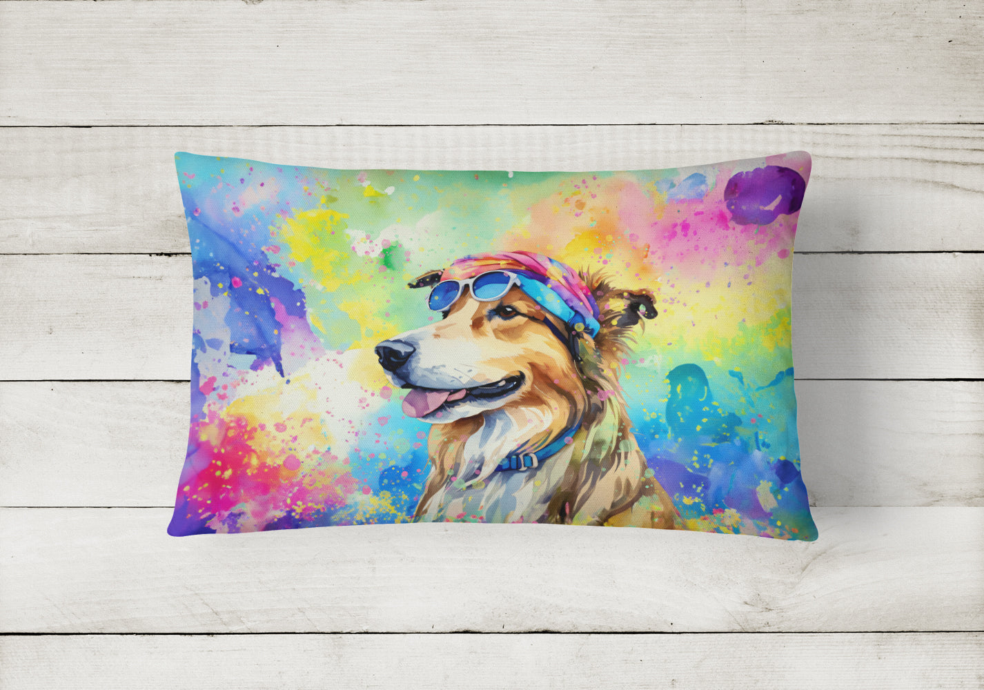 Collie Hippie Dawg Fabric Decorative Pillow  the-store.com.