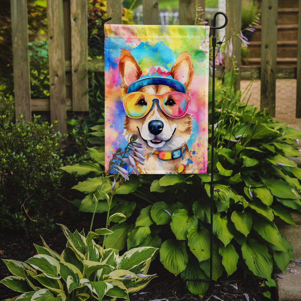 Corgi Hippie Dawg Garden Flag